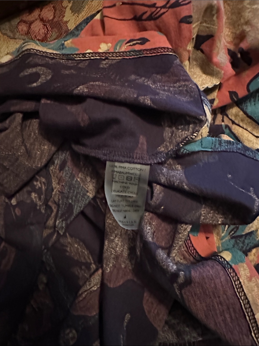 Peruvian Connection Rust, Teal & Gold Floral Crane Short-Sleeve Tee NWOT - Picture 8 of 8